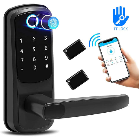 CIEPOJIT Smart Lock 5 In 1 Door Lock With Handle Biometric Technology Storage Memory Function TT LOCK APP Control