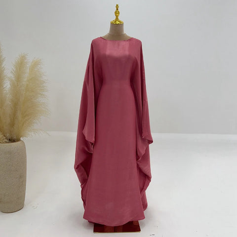 Ramadan Satin Abaya Islam Muslim Summer Batwing Sleeve Maxi Dress Kebaya Abayas For Women Kaftan Robe Musulmane Femme Vestidos