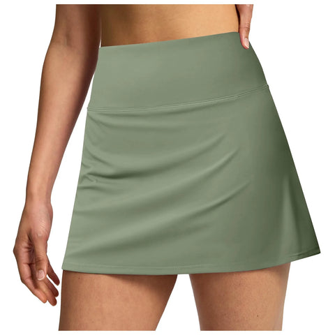 Side Slit Mini Gym Skirt Women'S Double Layered Pleats Tennis Skirts For Women High Waisted Skirt With Shorts Women Clothing 스커트