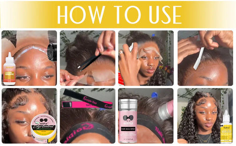 GOIPLE Waterproof Wig Glue Adhesive Extra Hold Melting Spray for Lace Front Hair Wax Stick Edge Control Gel Wig Installation Kit