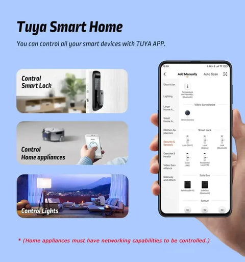 US.EU Electronic Fingerprint Biometric Frosted Panel Digital Smart Door Lock WiFi TUYA or TTLock APP Password IC Card Security