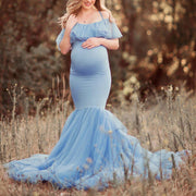 Maternity Dresses For Photo Shoot Pregnant Dress Lace Props Short Sleeve Solid Aline Dress Ropa De Maternidad Embarazo Juvenil