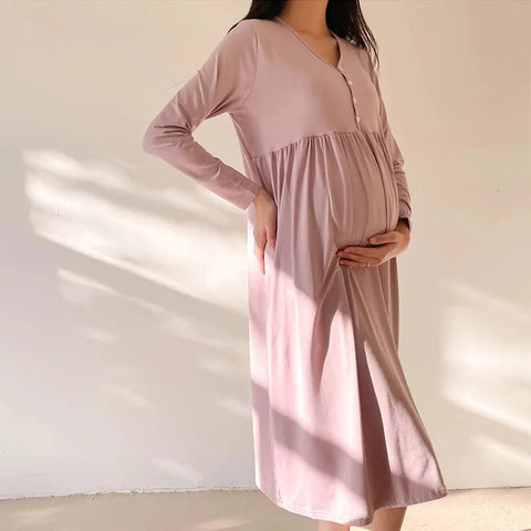 Maternity Clothes Breastfeeding Nightgowns Nursing Sleepwear Hospital Loose Fitting Breast Feeding Pajamas Pregnancy Dress