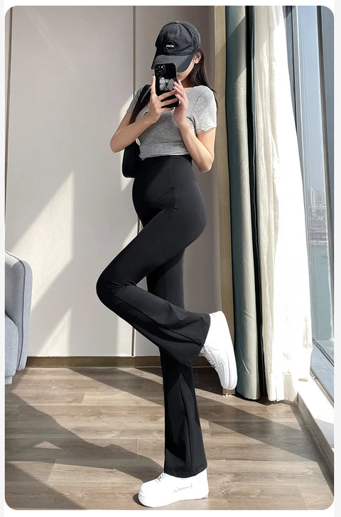 Maternity Leggings for Pregnant Women Yoga Flared High-waisted Trousers Pregnancy Clothes Maternity Yoga Flared Pants