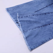 Floor Length Flare Pants Women Bootcut Ripped High Waist Stretchy Wide Leg Jeans Frayed Tight Fashion Casual Denim Trousers