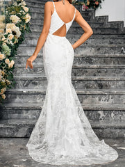 Mermaid Wedding Dress for Bride 2025 Deep V-neck Elegant Bridal Prom Gowns White Long Backless Sleeveless Wedding Party Gowns