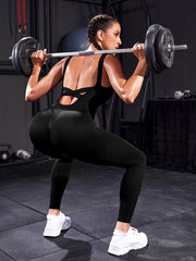 Women Yoga Bodysuit Workout Sleeveless Jumpsuit Gym Clothes Sportswear Fitness Shorts Overalls Suit One Piece Outfit 2025