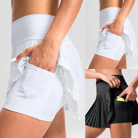 Dance Fitness Short Skirts Women'S Double Layered Pleats Tennis Skirts For Women High Waisted Skirt With Women Clothing 스커트