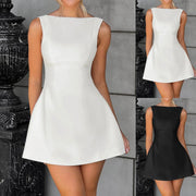 2025 Summer White Backless Slim Mini Dress Woman Sexy Hollow Open Back Bodycon Dress Elegant Wrap A-line Party Dress Vestidos
