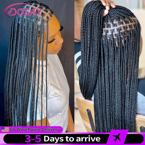 36" Full Lace Braided Wigs Synthetic Hair Box Braids Lace Front Wigs Knotless Braided Wigs For Black Women Braiding Wigs African
