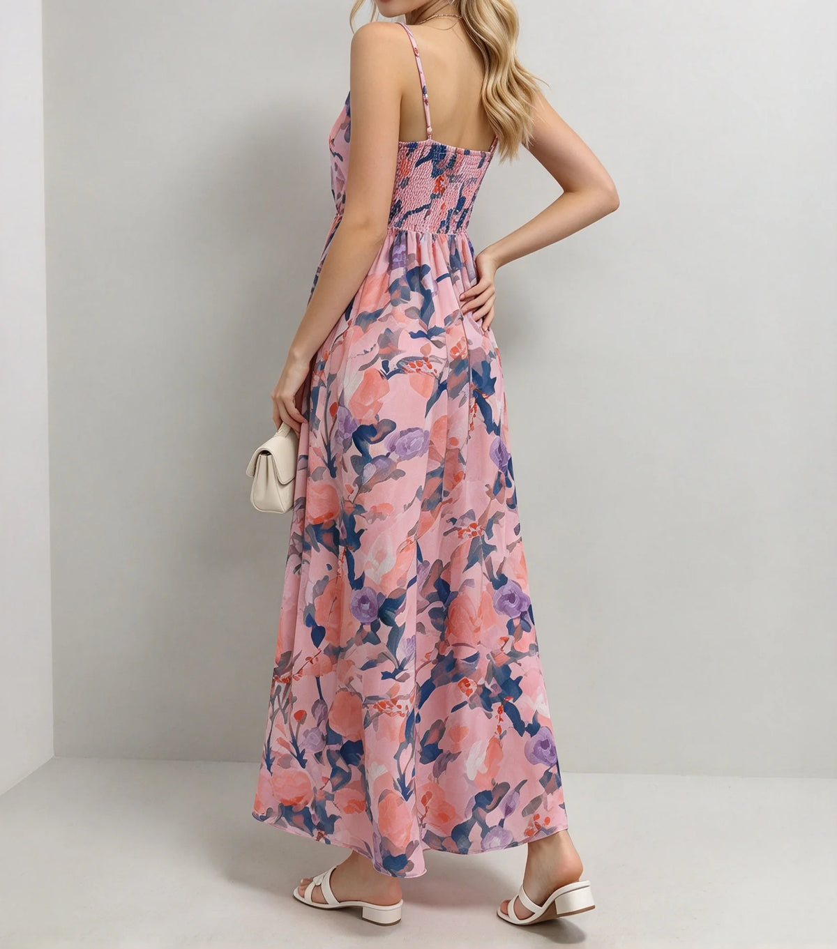 Floral V-Neck Tie Waist Slip Maxi Dress – view 5 of 6