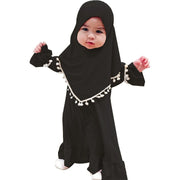 Girl Muslim Dress With Hijab For Newborn Infant Girls 0-6 Years Prayer Dress Muslim Clothes Long Sleeve Muslim Robe+Headscarf