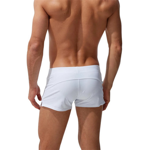 Swimming Trunks Mens Swim Boxer Briefs Swimwear Young Man Swimsuit Beach Wear Surfing Bathing Suit Zipper Pocket Shorts