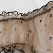 Women Sexy Strapless Sleepwear Two Piece Set One Shoulder Neckline Tulle Bowknot Lace Underwear High Waist Side Ties Thong Set