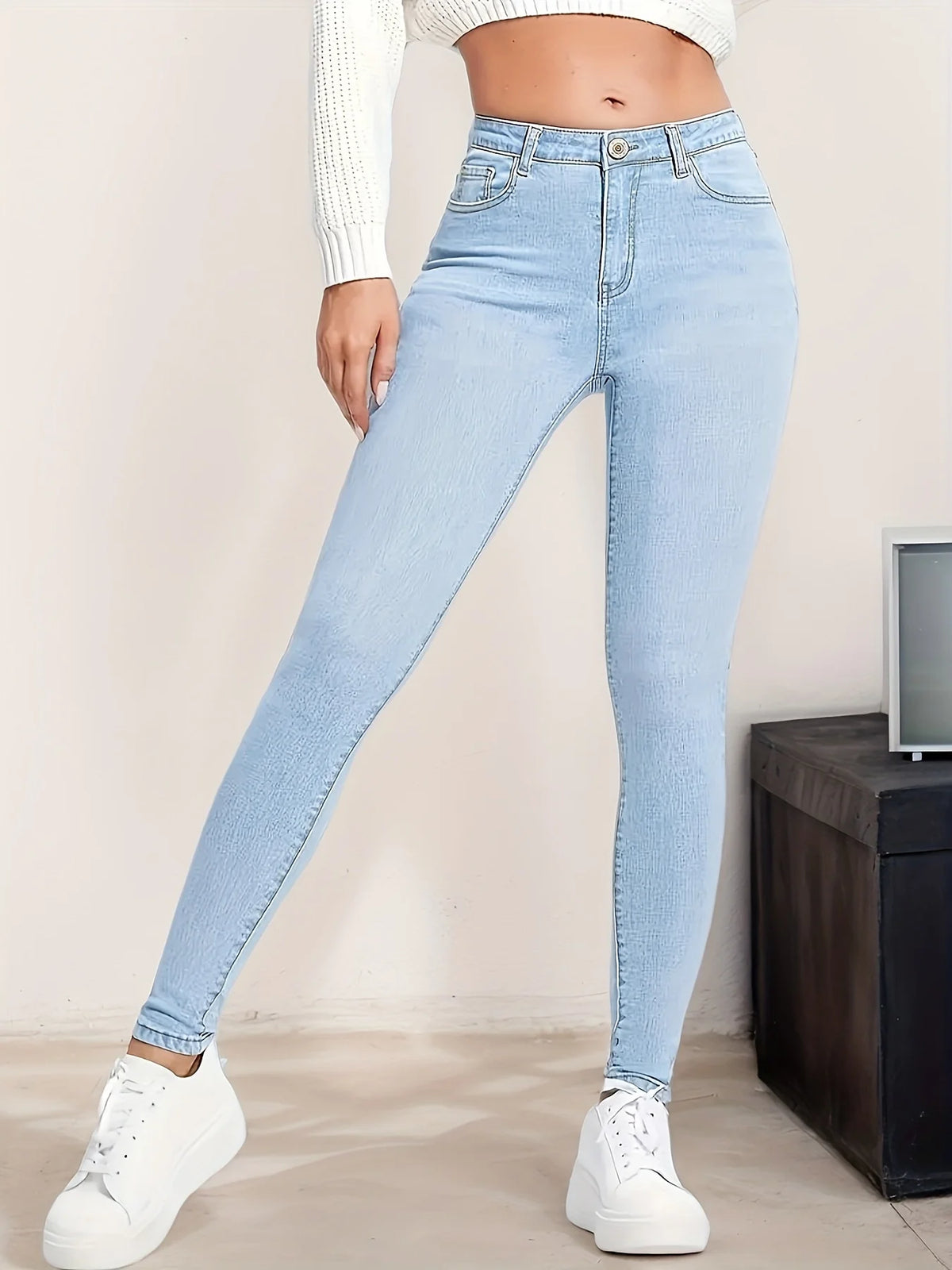 Light Blue Stretch Skinny Jeans – view 3 of 5
