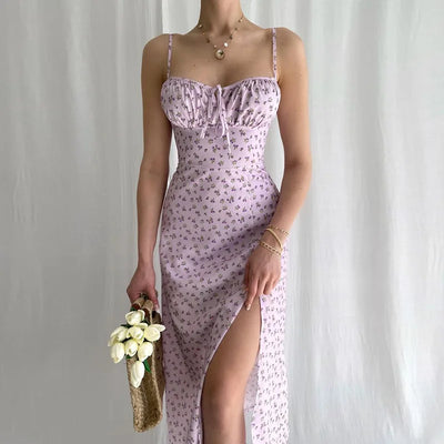 New Women Evening Party Dress Fashion Printing Sexy Dresses Ruched Elegant Floral Beach Vacation Bodycon Streetwear Long Dress