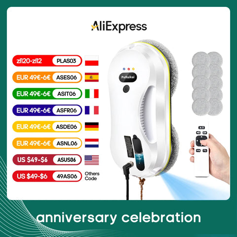 Household window automatic water spray cleaning robot vacuum cleaner remote control electric window wiper household glass wiper