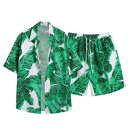 Printing Mens Summer Set 2pc Casual Sportswear Simple Series Short Sleeve Shirt And Shorts Two Piece Sets For Male Ropa Hombre