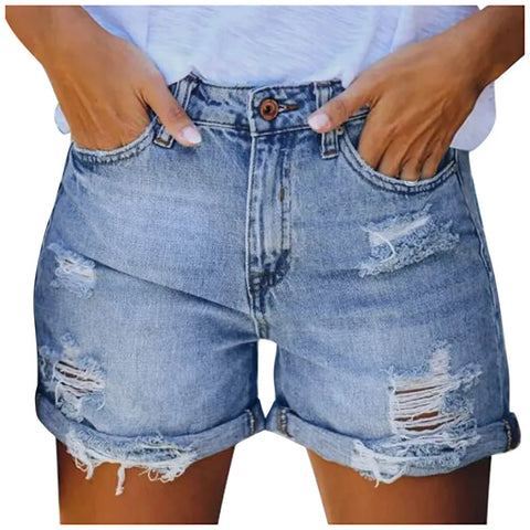 Extra Long Short Sleeve T Shirts for Women Jeans Fashion Pocket Bottom Casual Denim Shorts Womens Pants Cotton plus Size Shorts