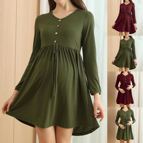 Maternity Dress New Spring Long Sleeve Loose Casual Women's Dresess High Quality High Stretch Pregnant Women Clothing Sleepwear