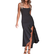 New Sexy Spaghetti Strap Women Dress Summer Female Evening Party Elegant Black Dresses 2023 Lady Irregular Ruffles Vestidos L2
