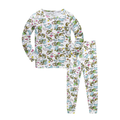 Toddler Boys Girls Pajamas Sets Cartoon Animals Kids 2 Piece pj's Long Sleeve Sleepwear Clothes Pants Set Autumn Winter Outfits