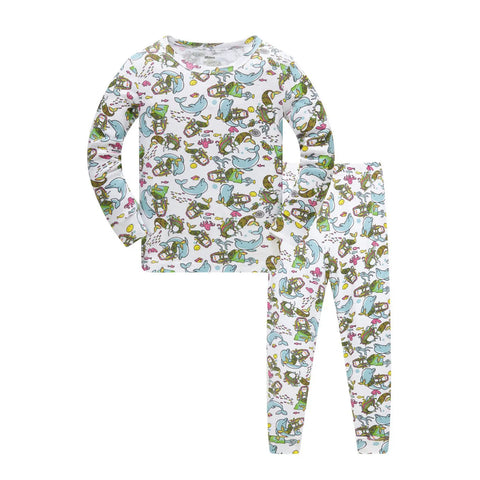 Toddler Boys Girls Pajamas Sets Cartoon Animals Kids 2 Piece pj's Long Sleeve Sleepwear Clothes Pants Set Autumn Winter Outfits