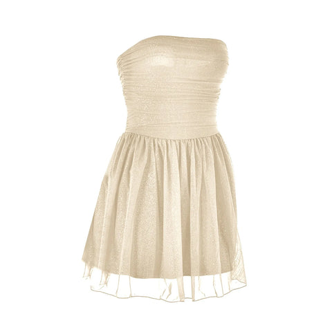 New In Dresses Strapless Short Homecoming Dresses For Teens Sparkly Tulle Prom Cocktail Party Gowns With Bow Robes Courtes