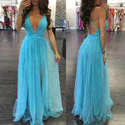 White Dress For Women Civil Wedding Maxi Slip Dress Bridesmaid Banquet V Neck Sexy Backless Lace Long Elegant Evening Dresses