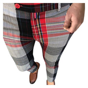 Cargo Pants Men Plus Size Plaid Print Pants Stretch Feet Pants With Pockets Streetwear Male Sports Sweatpants Pantalones Hombre