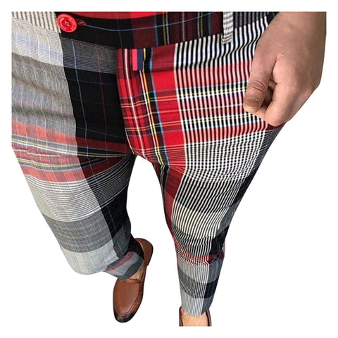 Cargo Pants Men Plus Size Plaid Print Pants Stretch Feet Pants With Pockets Streetwear Male Sports Sweatpants Pantalones Hombre