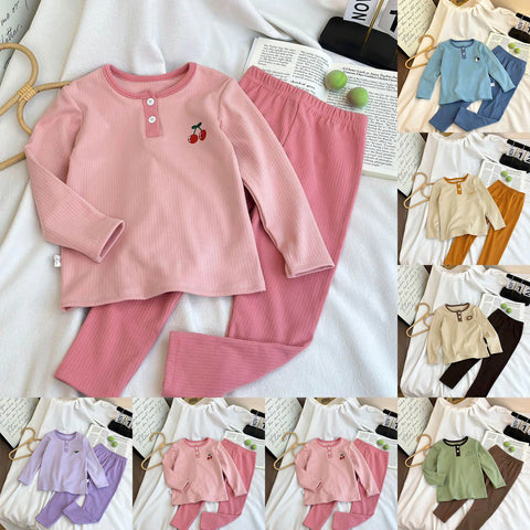 Kid's Sleepwear Sets Autumn Winter Homewear Boys Girls Cartoon Print Long Sleeve T Shirt Long Pants Pajamas Suits Winter Clothes