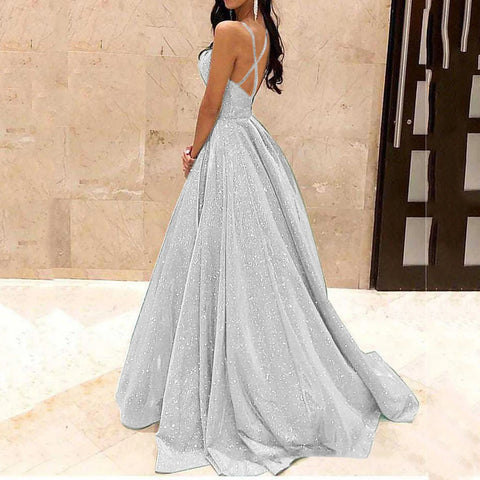 Summer Party Evening Dress Women Sleeveless High Waist Sequins Long Maxi Dress Floor Length Ball Gowns Sexy Backless Vestidos
