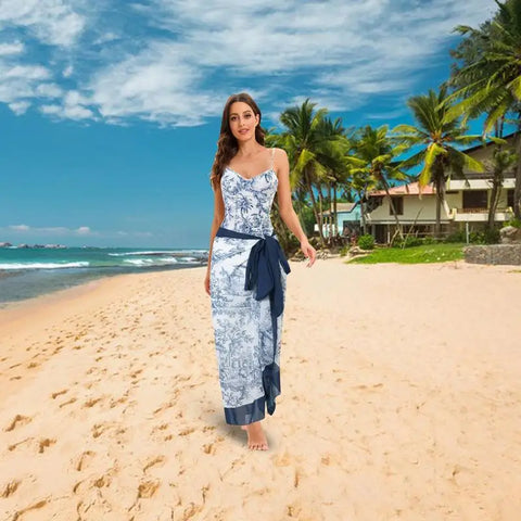 Swimsuit Women One-Piece Bikini Wrap Skirts Bathing Suits Floral Print Swimsuit Slimming Backless Tummy Control Swimwear V Neck