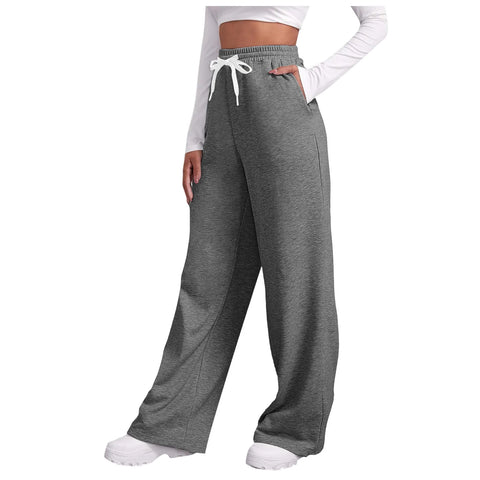 Women’S Fleece Lined Wide Leg Sweatpants High Waisted Drawstring Baggy Baggy Cargo Pants Fall Casual Joggers Tracksuit Pants