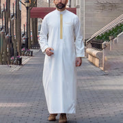 2025 Muslim Men Robe Embroidered Loose Long Skirt Ramadan Prayer Kaftan Pakistan Attire Thobe Gentleman Traditional Dress