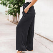 Summer Cargo Pants Women Plus Size High Waisted Tied Belt Palazzo Pants Baggy Flowy Beach Pants With Pockets Women's Pants