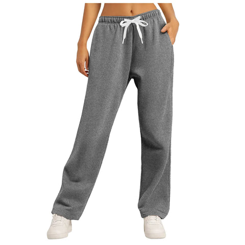 Women’S Fleece Lined Wide Leg Sweatpants High Waisted Drawstring Baggy Baggy Cargo Pants Fall Casual Joggers Tracksuit Pants