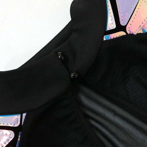 Women Full Sleeve Sequined Tassel Mini Dress Mesh See Through Sexy Evening Night Club Party Dresses Vestidos 2024 Autumn