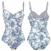 Swimsuit Women One-Piece Bikini Wrap Skirts Bathing Suits Floral Print Swimsuit Slimming Backless Tummy Control Swimwear V Neck