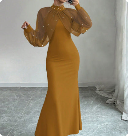 Solid Patchwork Long Sleeve Bodycon Dress in Pumpkin – view 13 of 16