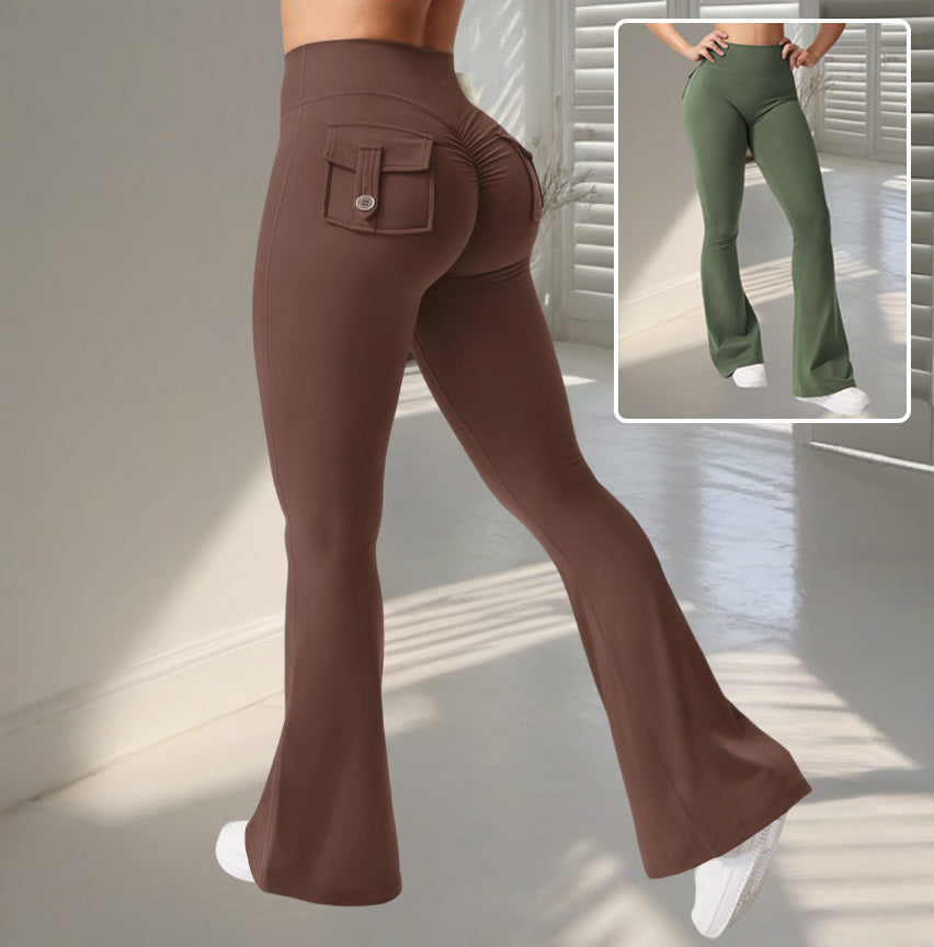 High-Waist Flare Yoga Pants with Pockets - view 1