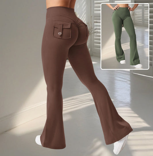 High-Waist Flare Yoga Pants with Pockets - view 1