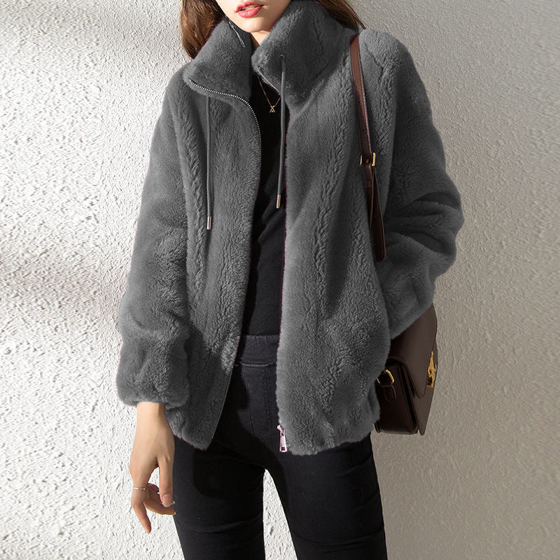 Fleece High-Neck Cardigan Sweater – view 9 of 11 | My Dressing Room