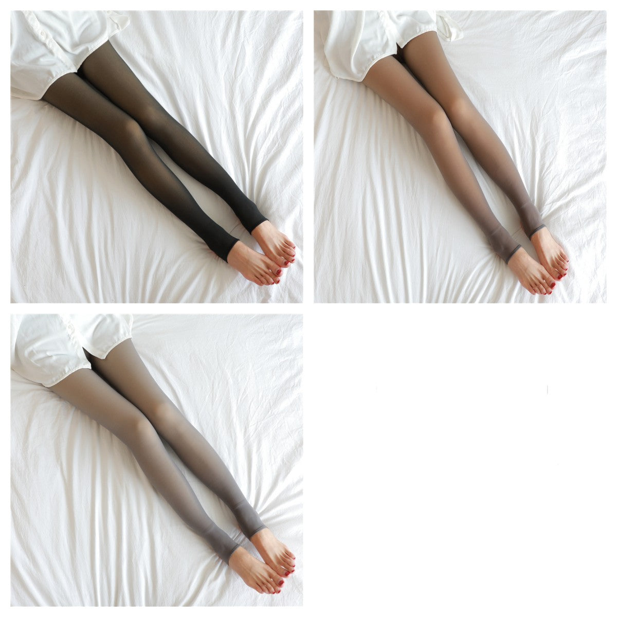 Fleece-Lined Sheer-Look Thermal Tights - view 4