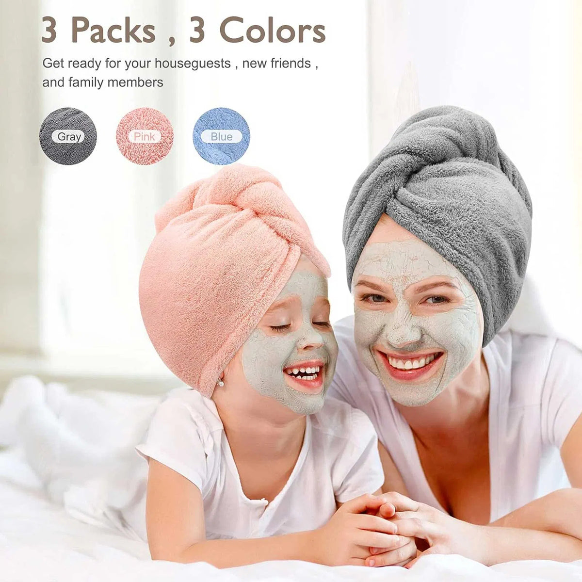 Microfiber Hair Towel Wrap 3-Pack, multicolour – view 3 of 7 | My Dressing Room