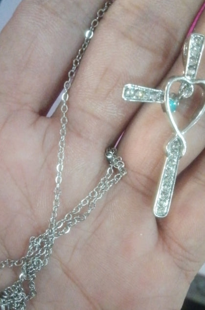 Infinity Love God We Trust Christian Cross Birthstone Crystal Pendant Necklace Colour Gems Zircon Heart Necklace Women Jewelry – view 2 of 10 | My Dressing Room