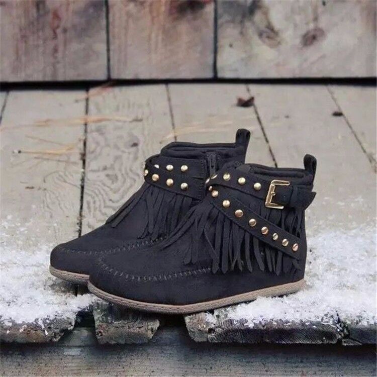Rivet Tassel Flat Ankle Boots – view 3 of 6 | My Dressing Room