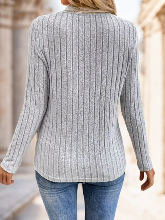 Ribbed Velvet High-Neck Top - view 1