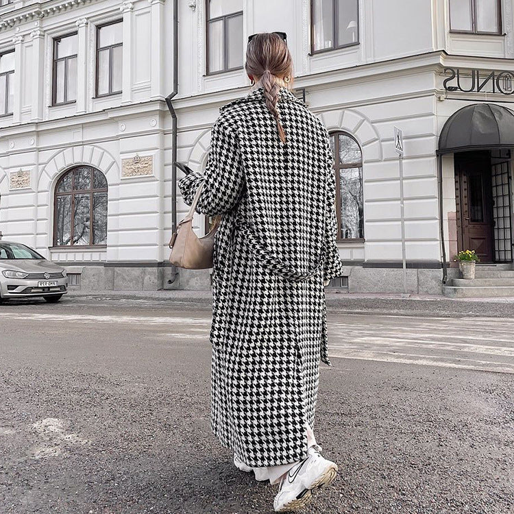 Houndstooth Long Trench Coat - view 4